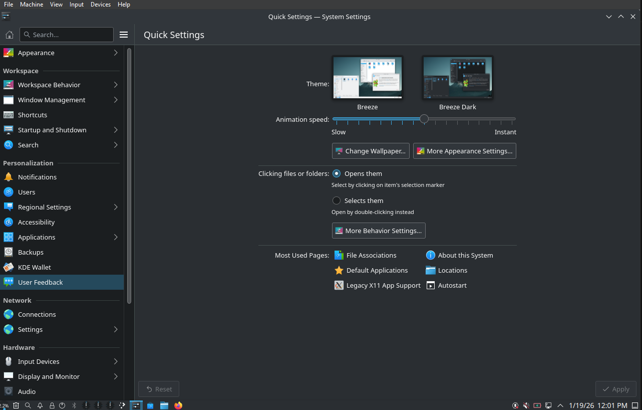 Desktop Environment Specifications